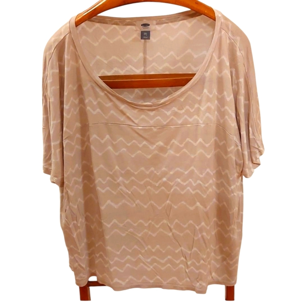 Old Navy Oversized Tan Chevron Striped Slouch T-shirt EUC XXL